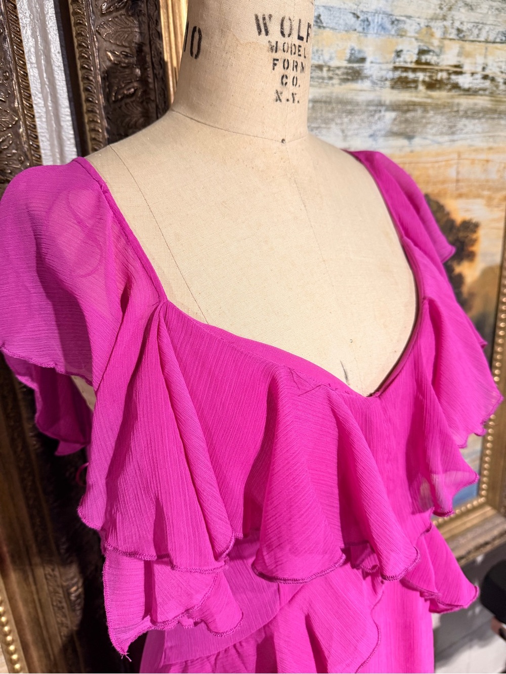 Zara Fuchsia Ruffled High-Low Maxi Dress - Picture 5 of 6